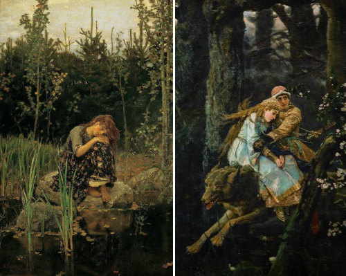Слева: "Аленушка", справа: "Иван-царевич на сером волке"
